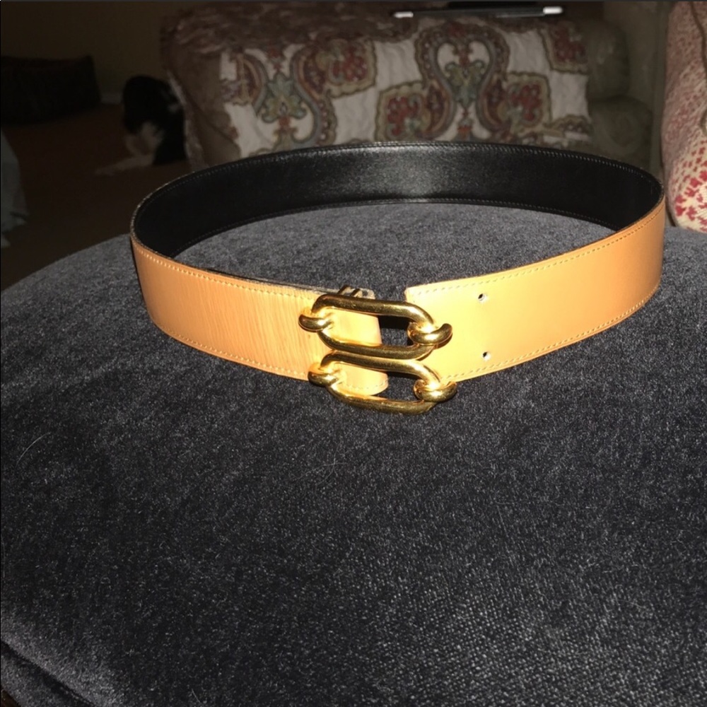 Vintage cognac Hermès bit belt